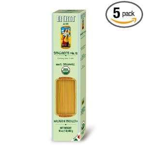 De Cecco Organic Pasta, Spaghetti, 16 Ounce Boxes (Pack of 5)