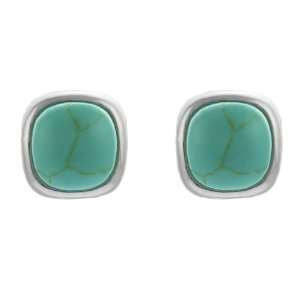  Sterling Silver Turquoise Square Post Earrings Jewelry