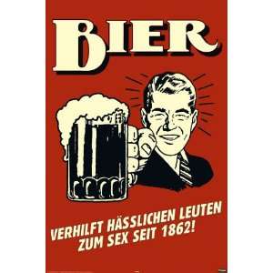  Alcohol Posters German Retro Spoof   Bier   35.7x23.8 
