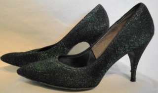 Sparkly Metallic Green Vintage Spike Heel Shoes 6 /12  