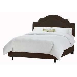 Skyline Furniture Arc Notched Border Bed in Shantung Chocolate   Twin