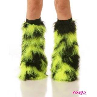 Selena Furry Leg Warmers with Black Kneebands   Rave Costume Fluffies 