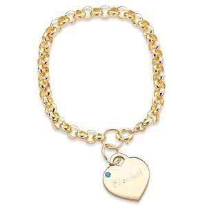  December Engraved Birthstone Heart Charm Bracelet Jewelry