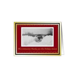 Snow Plow Driver Christmas Holiday thank You Card