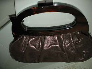 AMAZING Sondra Roberts Bronze Evening Handbag Lucite Handle NEW  