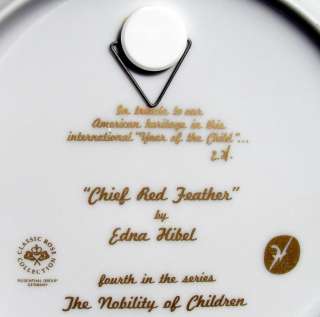 EDNA HIBEL plate NOBILITY of CHILDREN CHIEF RED FEATHER  