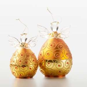  Sorelle Set of Two Mother Daughter Gold Angel Ornaments 