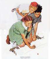 Norman Rockwell Girl Sports Print MARBLES CHAMPION  