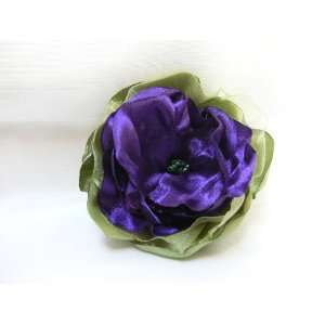  Flower Hair Clip Brooch   Chic, Elegant   Purple Green 