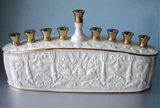 Lenox Chanukah Menorah Floral Embossed Ivory China Judaica Collection 