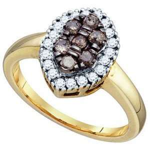 Carat Chocolate & White Diamond 10k Yellow Gold Right Hand Ring 