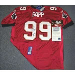 Warren Sapp Autographed/Hand Signed Red Tampa Bay Buccaneers Authentic 