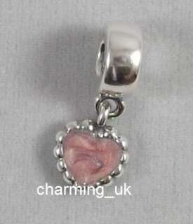   Genuine Pandora NEW UK ONLY Silver & Pink Heart dangle Charm Bead