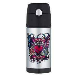 Thermos Travel Water Bottle Look After My Heart Roses Chains and Angel 