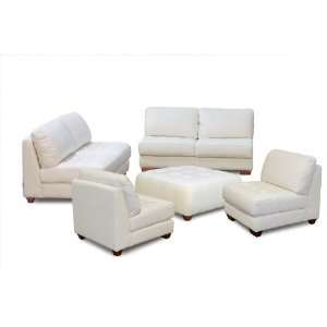  Zen 5pc Armless White Living Room Set