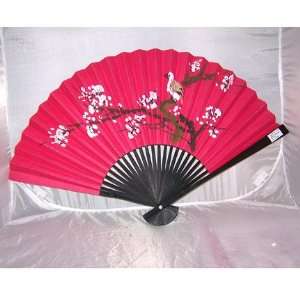 Pink Oriental Hand Painted Paper Fan 