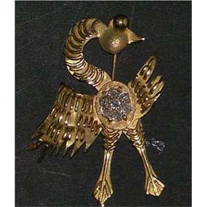  Solid Gold Diamond Stork Pin 