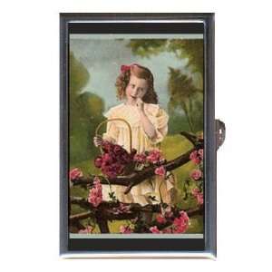  1910 Sweet Young Girl Flowers, Coin, Mint or Pill Box 