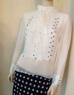 EXQUISITE CHANEL RUNWAY 2PC TOP WITH SCARF WHITE 42  