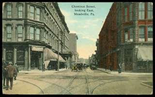 Postcard   Chestnut Street Looking East Meadville Pennsylvania  