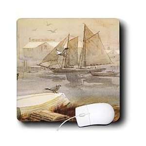   Boats   Boats and Birds In Soft Muted Color   Mouse Pads Electronics