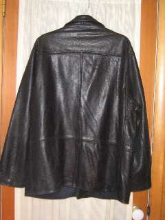Mens Polo Ralph Lauren Black Leather Coat Size L  