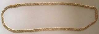 Mens 14K Yellow Gold Figaro Chain Necklace 24 Inch 32.6 Grams Unique 