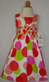 NWT Girls White Lime Pinks Dot Dress RARE EDITIONS Sz 4  