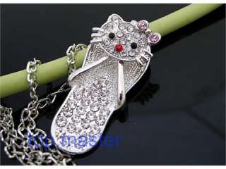 Beautiful HOT hello kitty crystal slippers necklace H48  