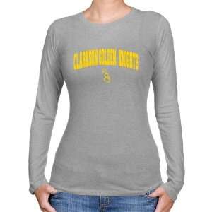Clarkson Golden Knights Ladies Ash Logo Arch Long Sleeve Slim Fit T 