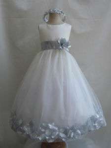 NEW IVORY SILVER CHRISTMAS PAGEANT PARTY GIRL DRESS  