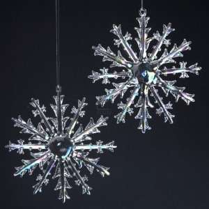 com CLEAR & IRRIDESCENT GLASS SNOWFLAKE ORNAMENT   Christmas Ornament 