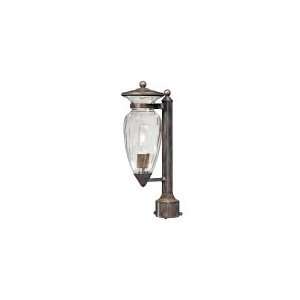   Way 1 Light Outdoor Post Lamp in Iron Oxide with Clear Hammered glass
