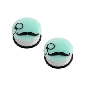   and Mustache Design and O Ring   00G (10mm)   Sold as a Pair Jewelry