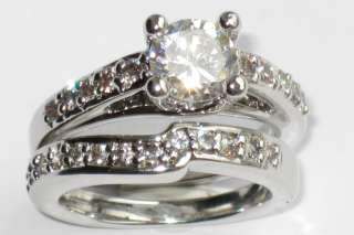 WEDDING ENGAG 3.65CT SIMULATED DIAMOND RINGS SET R1064  