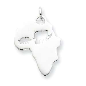  Sterling Silver Africa Continent With Elephant Cutout 