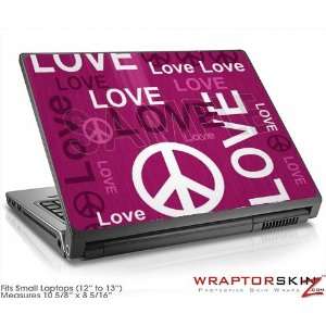  Small Laptop Skin   Love and Peace Hot Pink by 