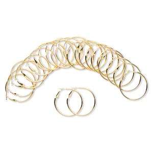 Lot of 24 Big 40mm Gold Round Hoop Earrings with Hinged Latch Closure 