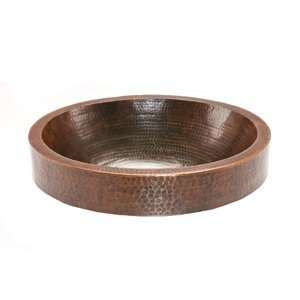 Premier Copper Products Oval Skirted Hammered Copper Vessel Sink 