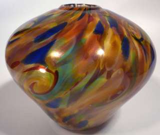 SPARKLING ~ LARGE HAND BLOWN GLASS ART BOWL / VASE ~ BY DIRWOOD 