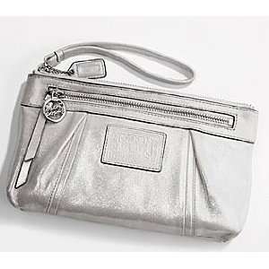 Coach Stardust White Leather Poppy Clutch Wristlet Wallet Bag   Coach 