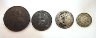 LOT1800s antique FOREIGN COINS brazil,england,colombia  