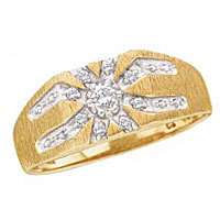 Mens Genuine Diamond Ring Signet Band White Yellow Gold  
