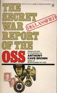   War Report of the O.S.S. by Brown HB 1976 Clandestine Ops WW2  
