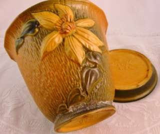 1940s Vintage Roseville brown Clematis Flower Pot 668 5 +matching 