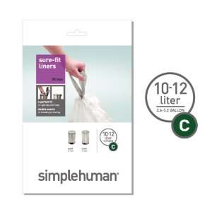 simplehuman Trash Can Liner C, 10 12 Liters/2.6 3.2 Gallons, 20 Count