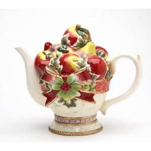   Harvest Teapot with Red Cardinal Top Collectible