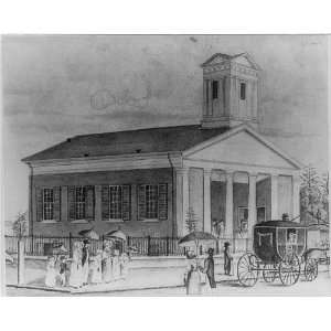  Colonial American church,coach,parasols,c1700s