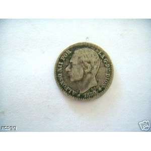  SPAIN 1880 MS M 50 CENTIMOS SILVER COIN 