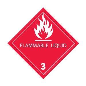 Flammable Liquid 3 Label (Vinyl), 4 X 4, hml 506, 500 Per Roll